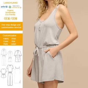 summer Modal Women’s Sleep Romper Sleeveless Jersey Sleepwear for Women Sleepsuit Sustainable Womens Homewear