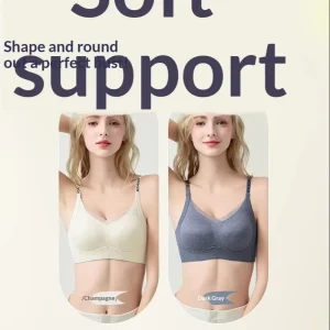 with Fixed Cups China Supplier Magnet free Lifting Jelly Bra Deep V Hemmed Mesh Lace Soft Wireless Women’s Bra